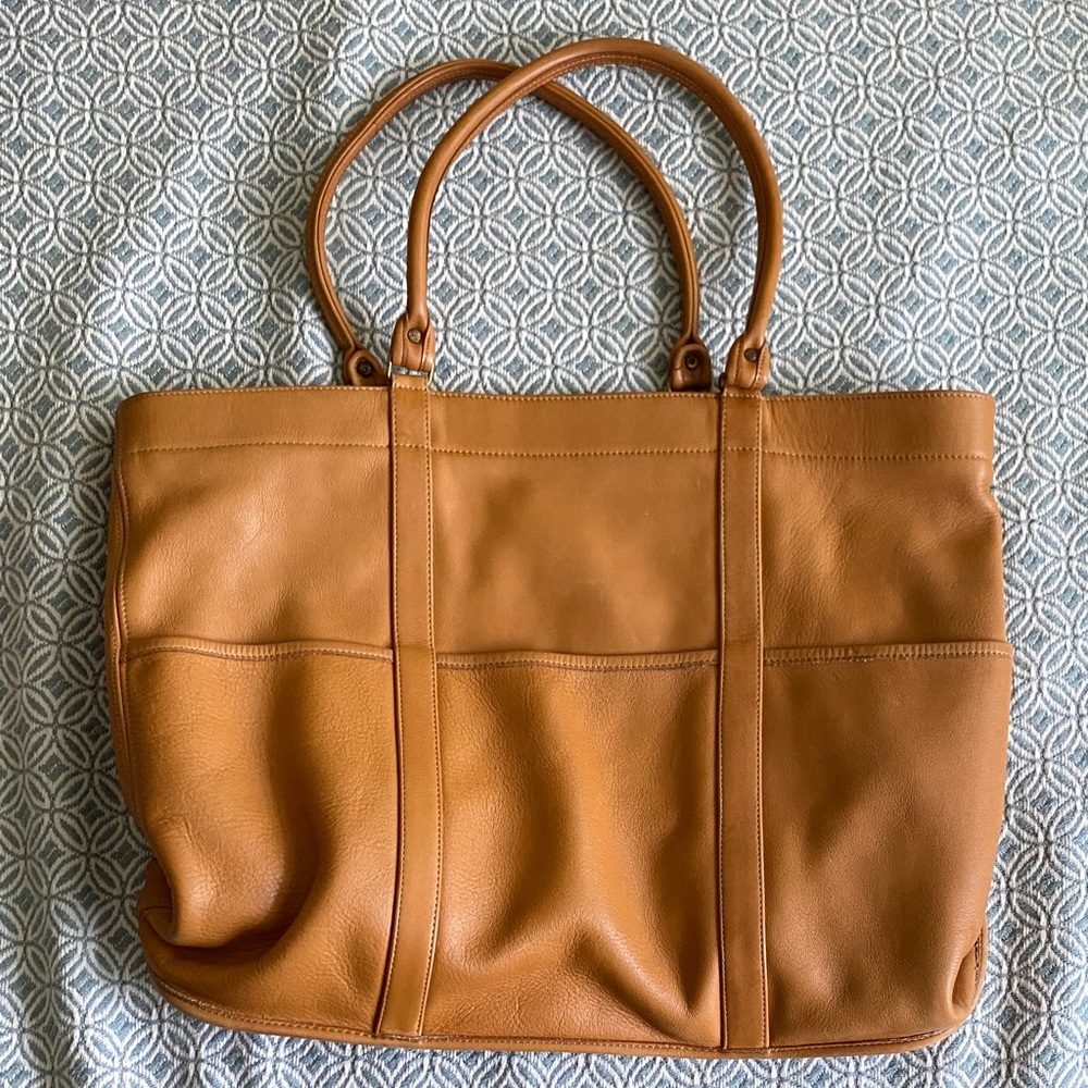 Vintage Coach Pebble Leather Tote in Saddle Tan